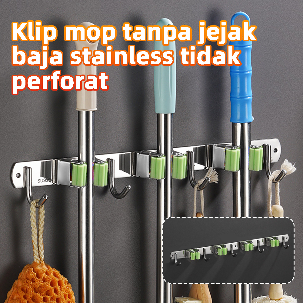 Tempat Gantungan Karat Sapu Pel Kokoh Anti Sapu Pel Stainless