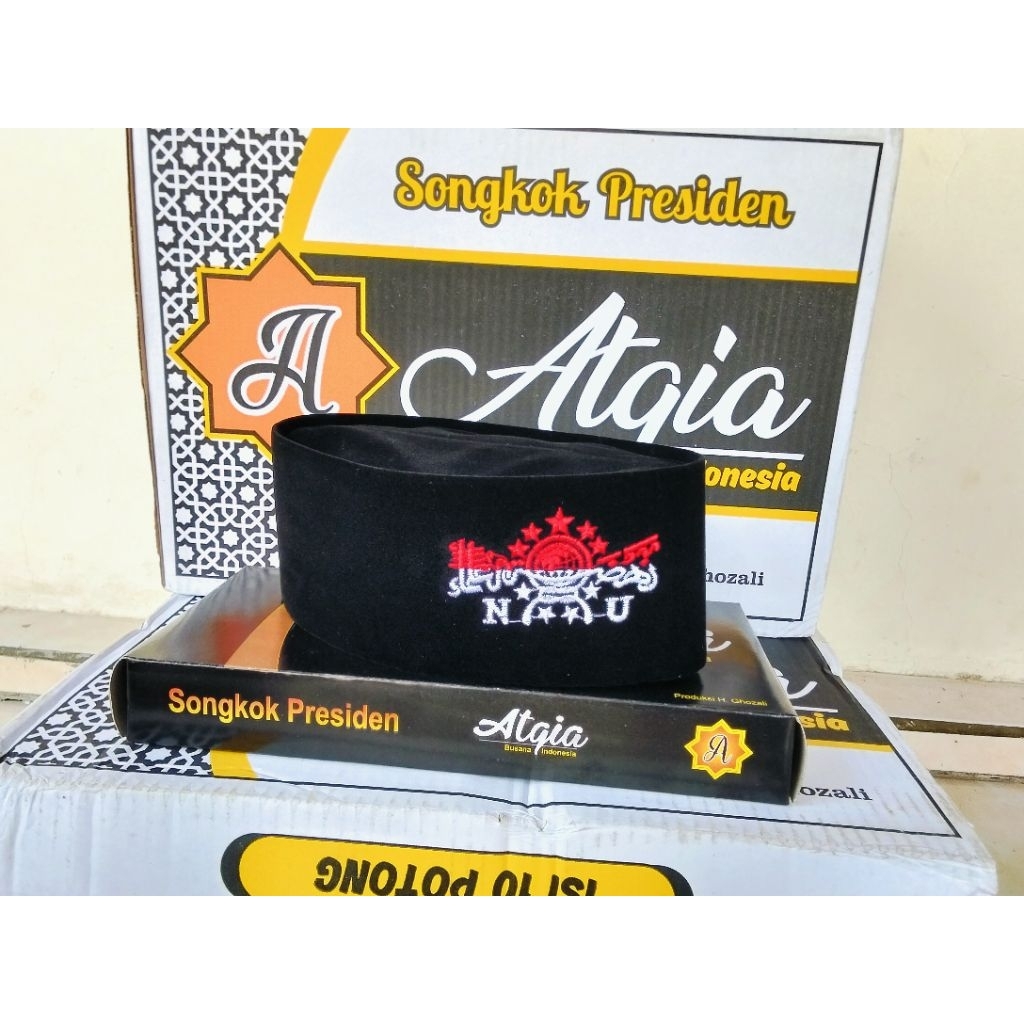 songkok kopyah hitam karakter NU hijau/ NU merah putih