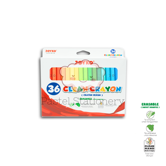 

Clean Crayon 36 Colors Joyko CLCR-AD-36 - Krayon Warna Bersih Dapat Dihapus