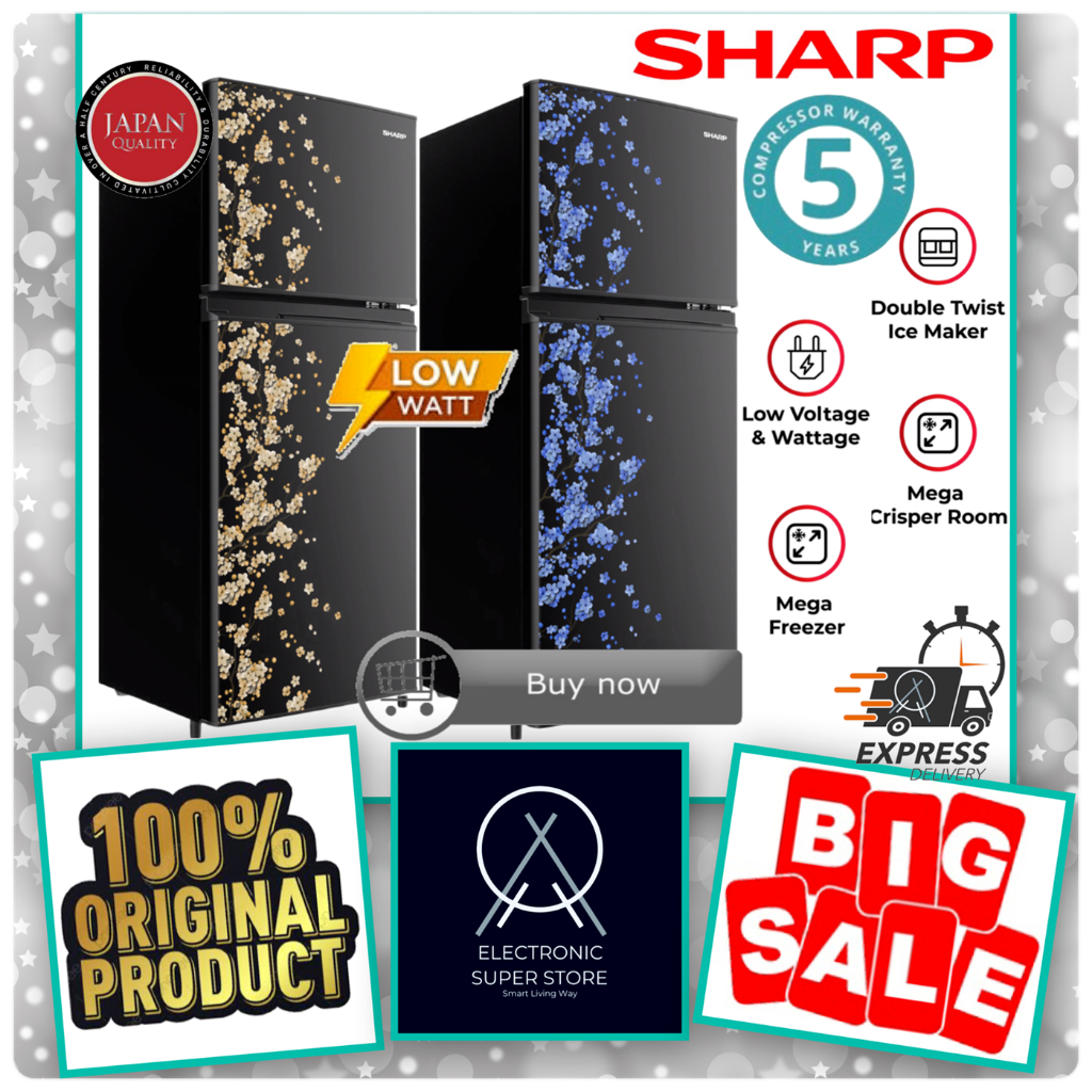 KULKAS 2 PINTU SHARP SJ-195MD SJ195MD SJ 195MD LEMARI ES 2 PINTU SAKURA LED LAMP EXTRA BIG FREEZER S