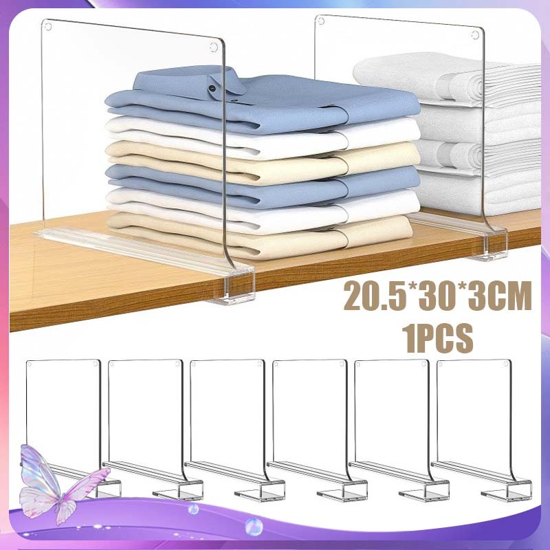 Sekat Rak Lemari Akrilik Sekat Rak Buku Buku Acrylic Pembatas Lemari