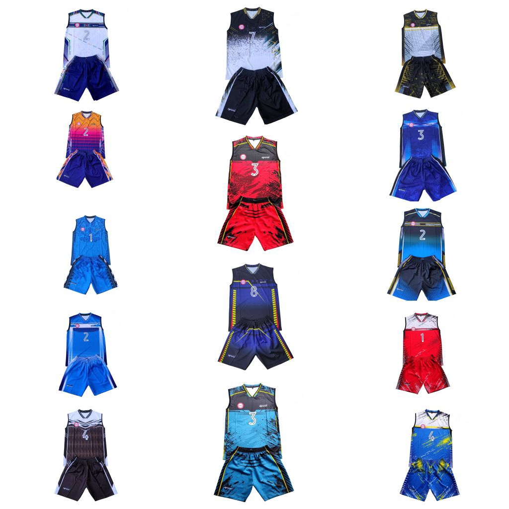 Jersey stelan lekbong lekton tanpa tangan voli full printing baju poli pria TERLARIS