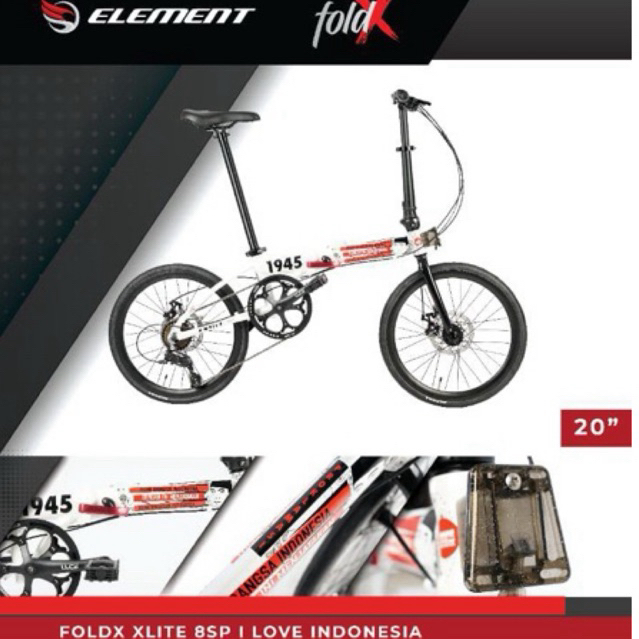[PROMO] Sepeda Lipat 20 Inch Fold X Damn I love Indonesia (Rem Cakram) Free Helm