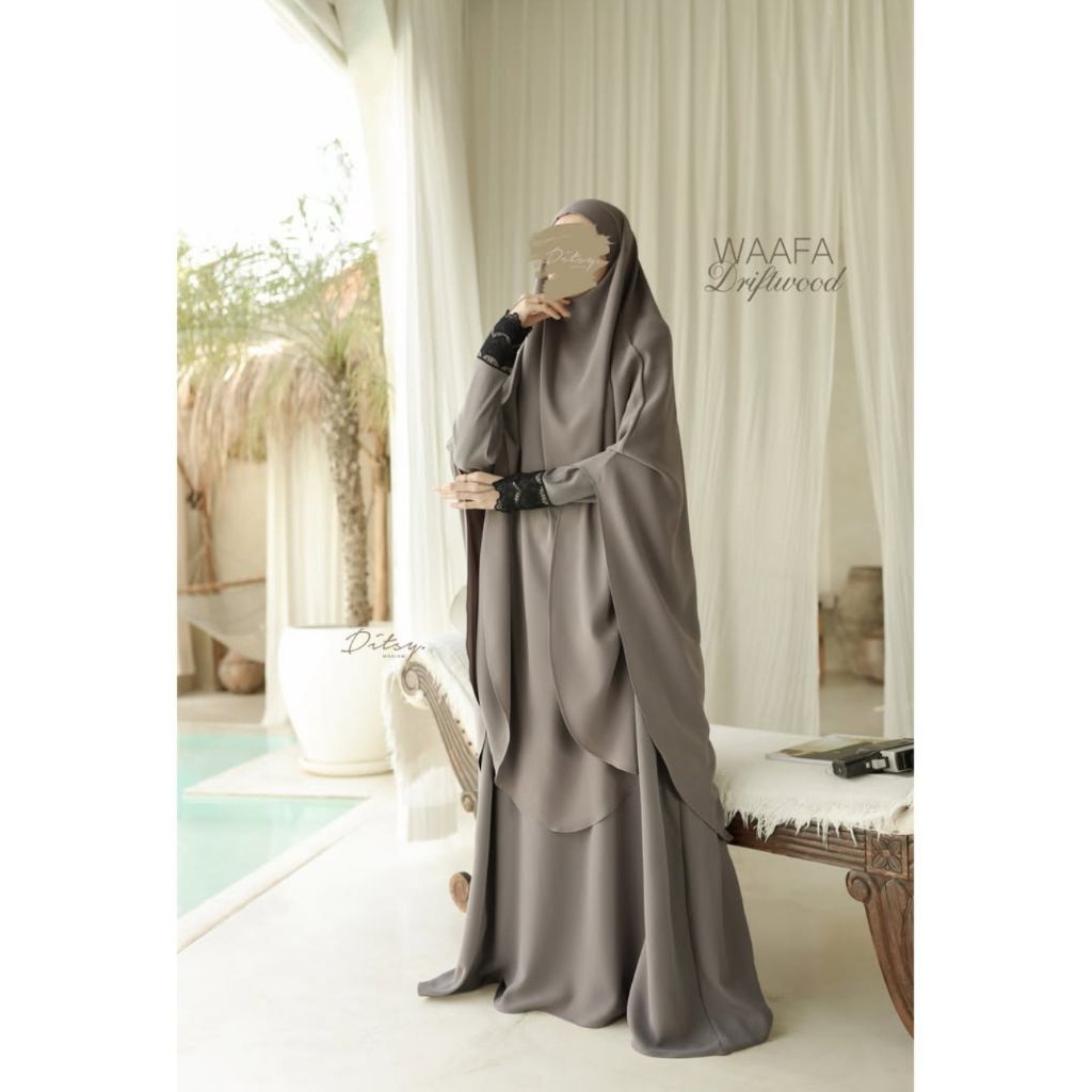 Ditsy Moslem Waafa Abaya(Mazen)Dirft Wood XL