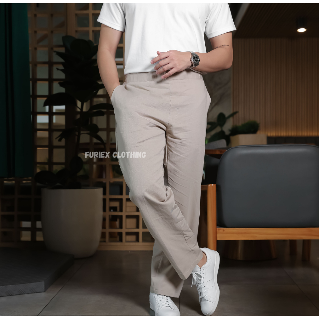 Furiex Celana Tapered Linen Pants Relaxed Fit | Celana Tapered linen pants | Celana Panjang Linen Pr