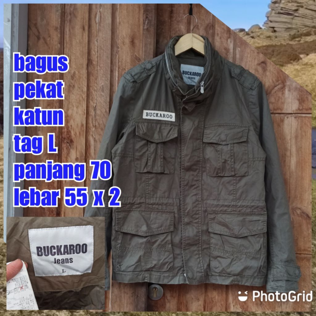 jaket parka army military m65 fashion buckaroo hijau army
