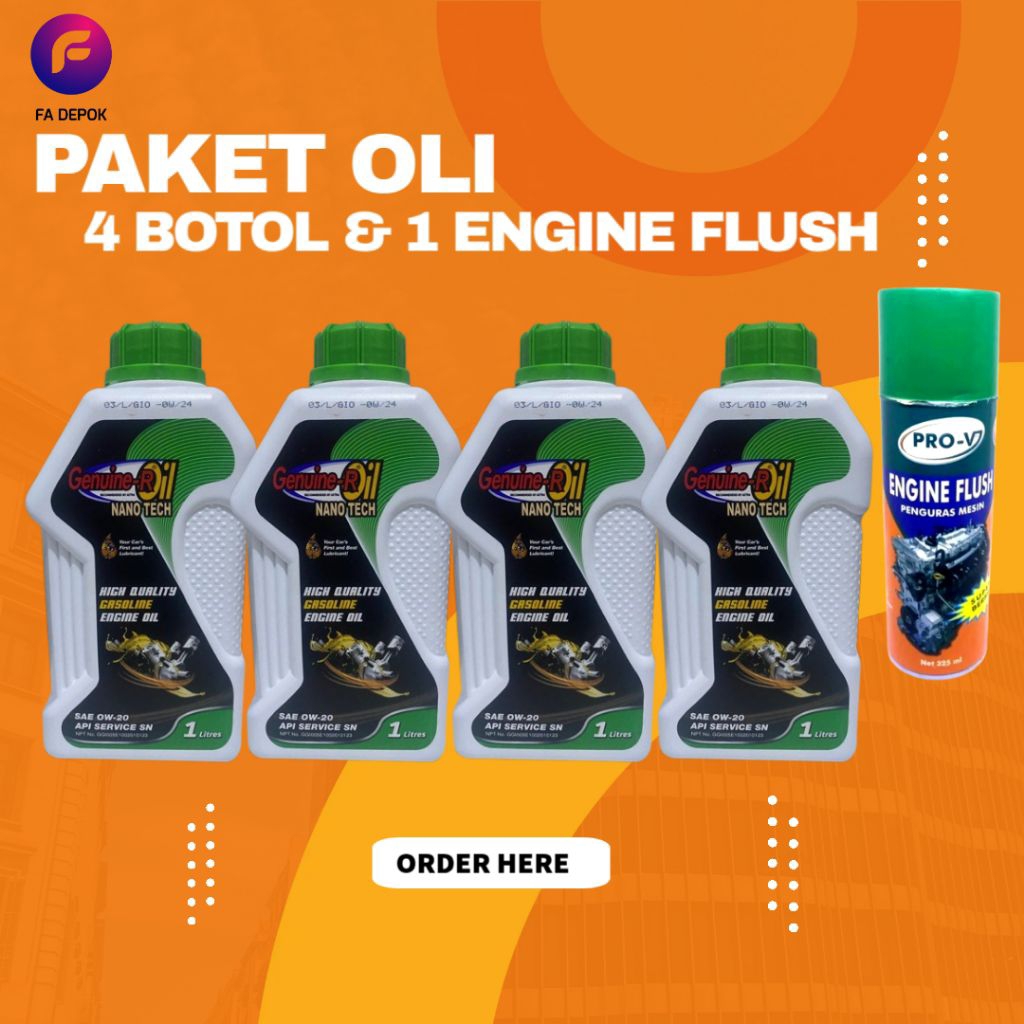 Paket Oli Daihatsu 0W-20 4Liter + 1 Engine flush