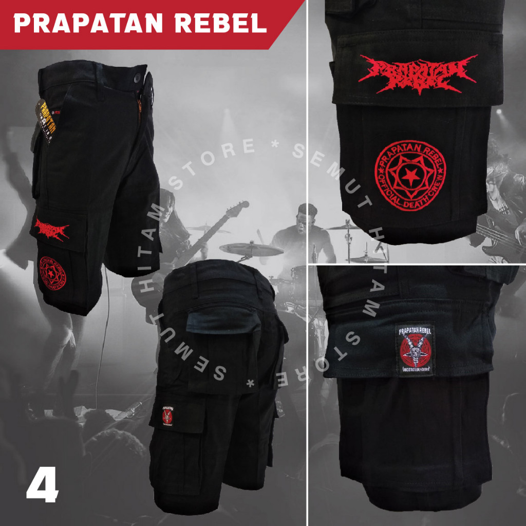 Prapatan Rebel Celana Pendek Cargo Kempol Pendek Alpin PDL Punk Metal Prapatan Rebel PRBL IDDM SLAYE