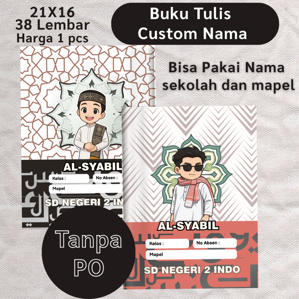 

Buku Tulis Custom Nama Bergaris Cover Animasi Islami Stationery Sd Buku Ukuran A5