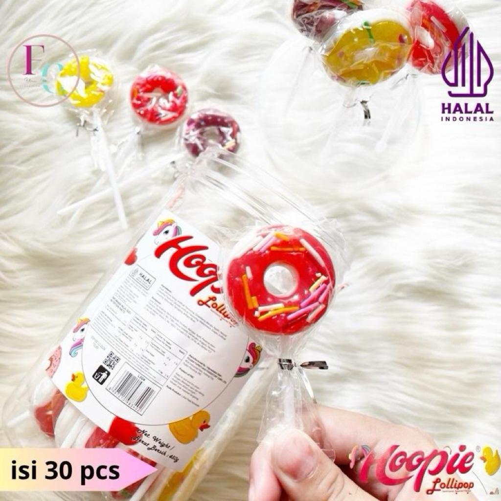

Permen Lolipop Hoopie Rasa Buah Bentuk Donat isi 30 pcs Toples 450g