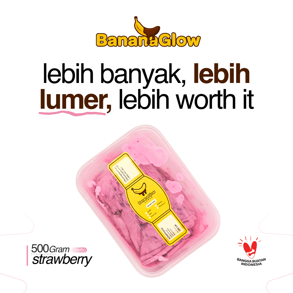 

BananaGlow - Keripik Pisang Lumer Rasa Strawberry 500 gr | Snack Renyah Manis Lezat Camilan Premium