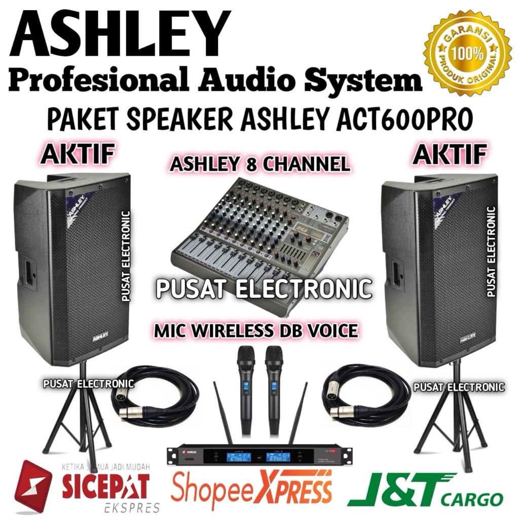Paket Sound System Speaker Aktif Ashley Act600pro Original Speaker Aktif Ashley 15inch