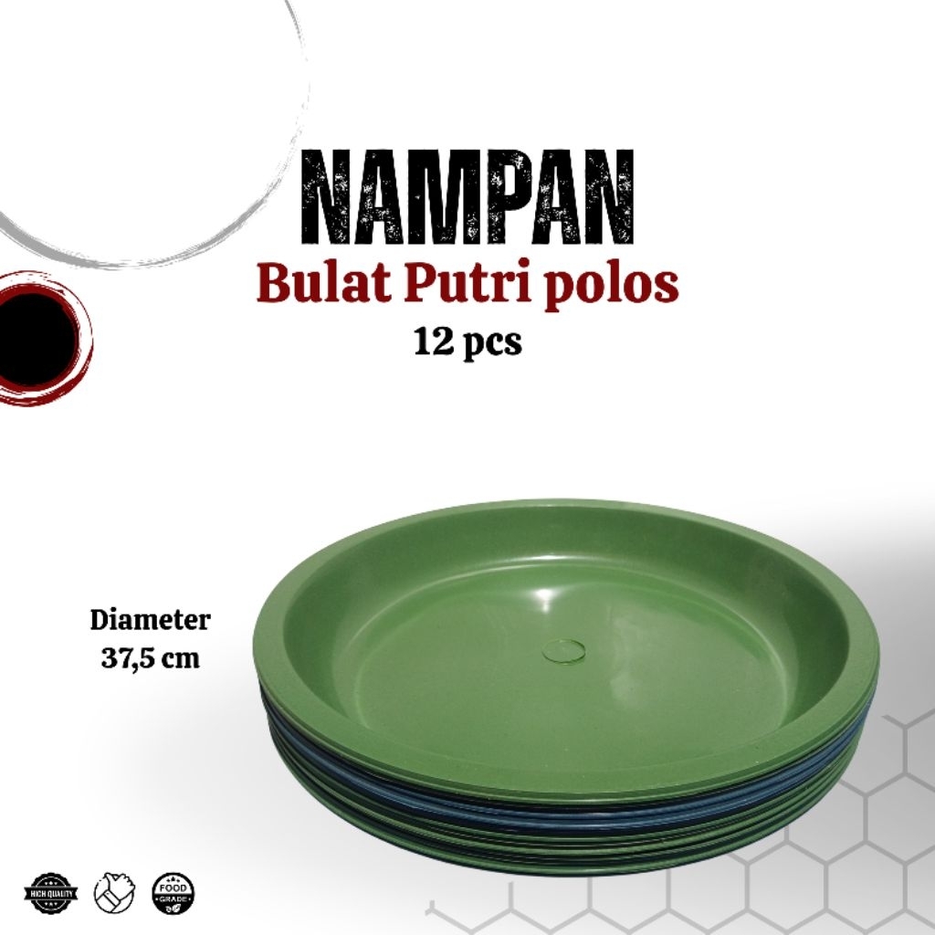 (12 pcs) Nampan bulat putri polos - baki plastik bulat