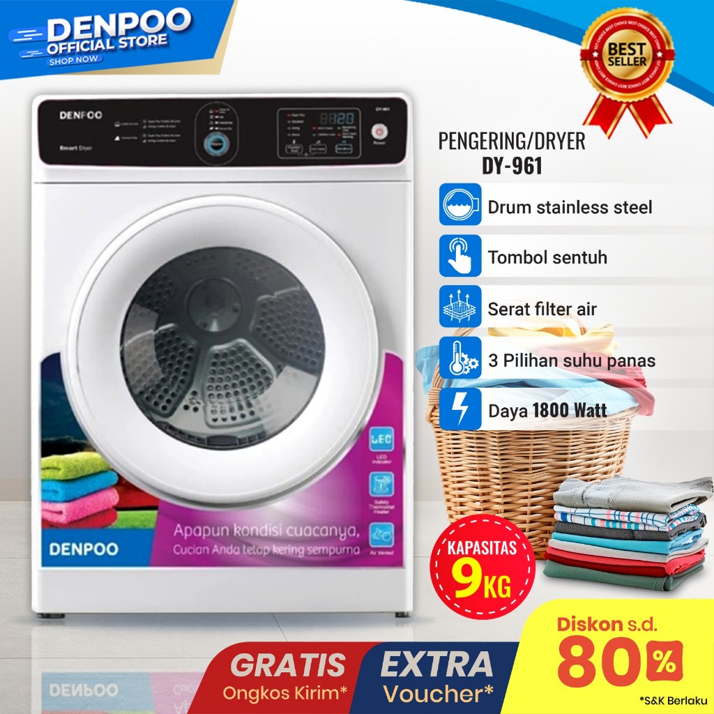 Denpoo Mesin Pengering Pakaian Laundry Mesin Dryer DY 961