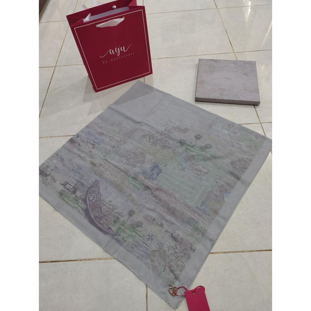 New Scarf Ayu By Ayu Lestari +box + paperbag termurah (345 label) BISA INSTAN