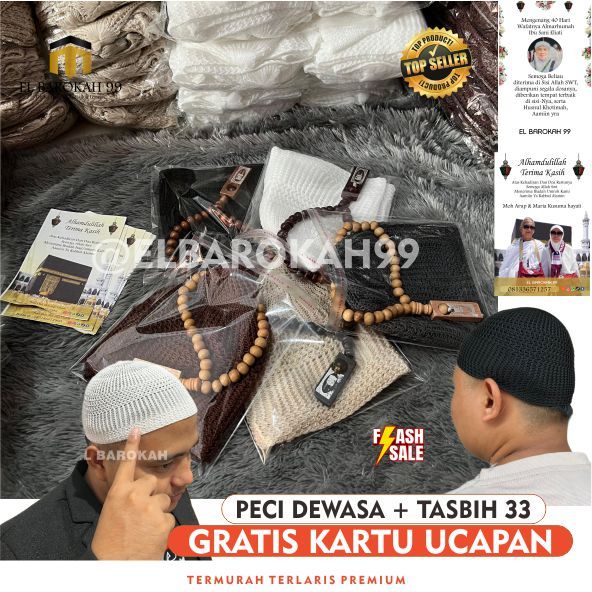 [ ELBAROKAH9 ] Peci Rajut Premium Dewasa | Peci Batita | Peci Balita | Peci Anak-Anak | Peci Bayi Ne