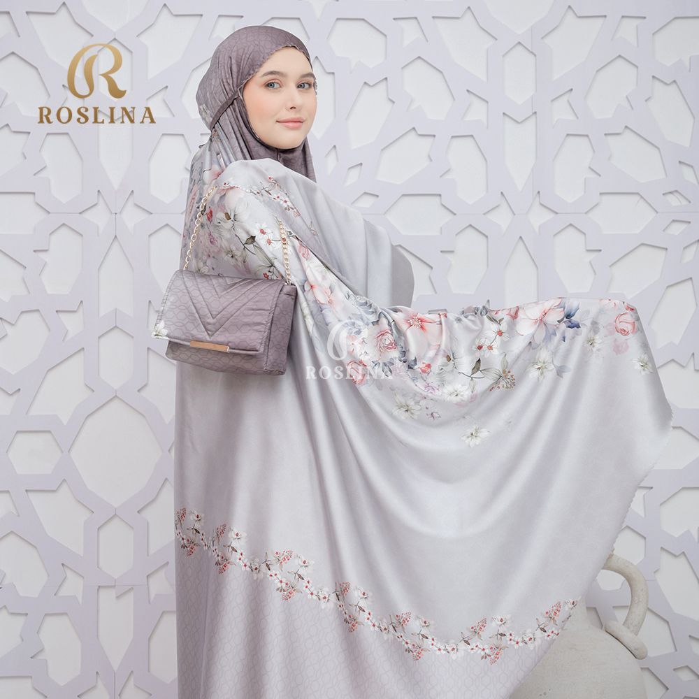 Roslina Mukena Maxmara Luxury Jumbo Printing Laser cut Silk Motif Premium