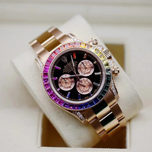 official [100%asli] rolex 116595 rbow rolex 40mm rainbow diamond ready stock automatic 18k rose gold