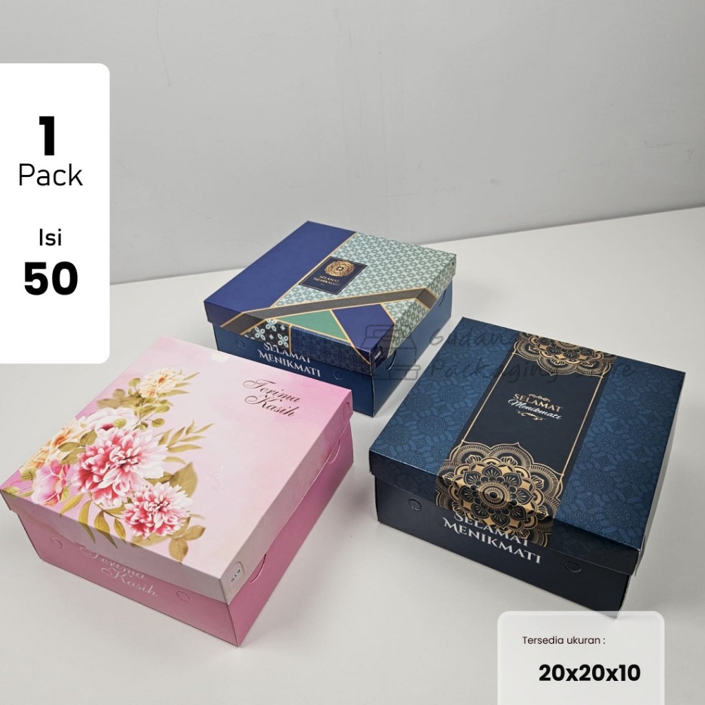 50 pcs/20x20x10 / Box Nasi / Dus Nasi / Dus Hajatan / Box Nasi Tutup Alas Pisah