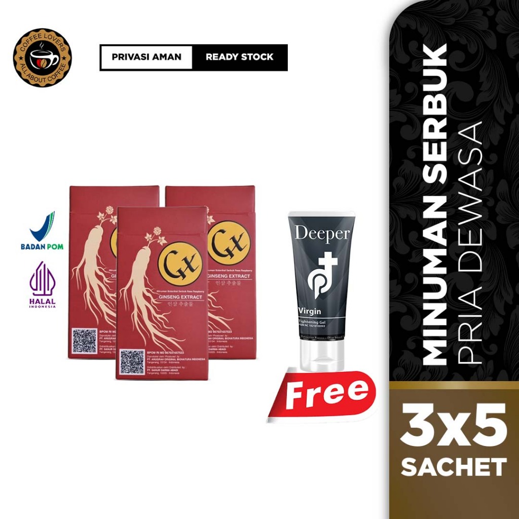 GX Ginseng Extract Paket 3 Box  - Minuman Serbuk Stamina Pria Rasa Raspberry Original BPOM