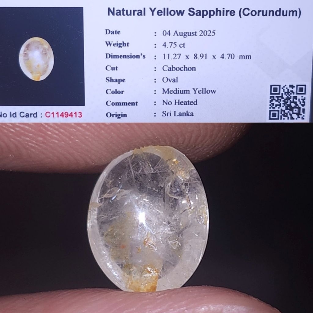 natural yellow sapphire ceylon yakut kuning safir srilanka no treatment