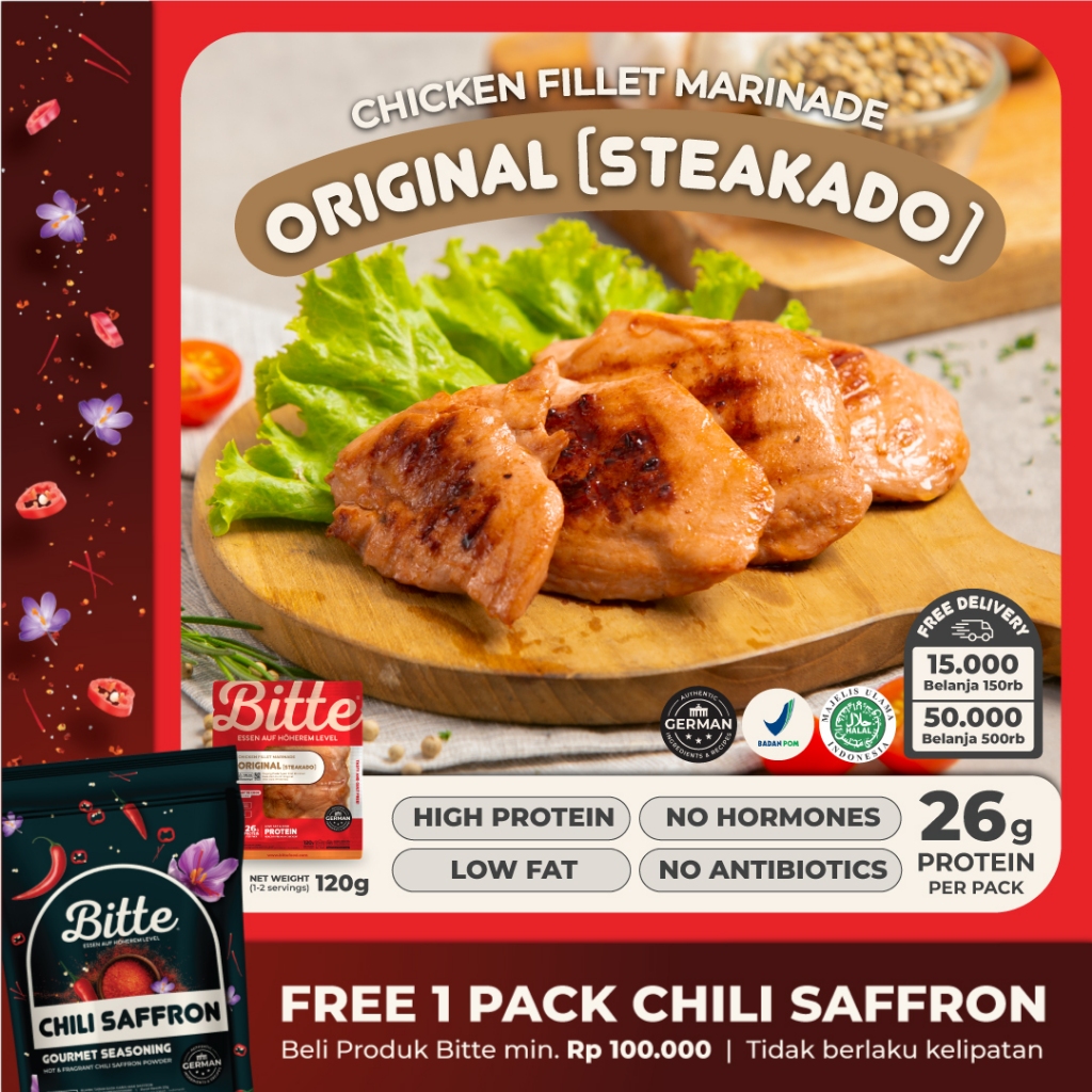 

Bitte Food Original (Steakado) Chicken Fillet Marinade / Ayam Filet Marinasi 120g