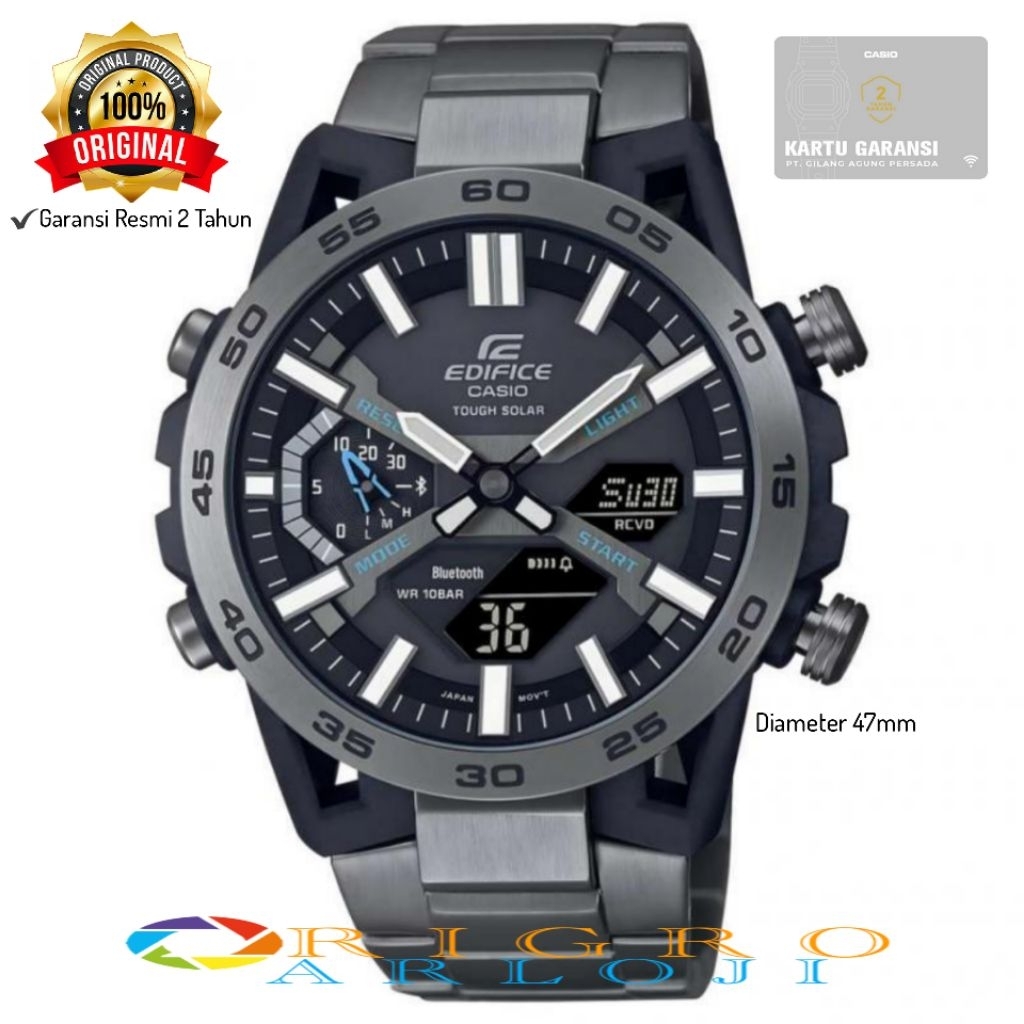Jam Tangan Pria Casio Edifice ECB-2000DC-1ADF Garansi Resmi 2 Tahun - ToughSolar Bluetooth