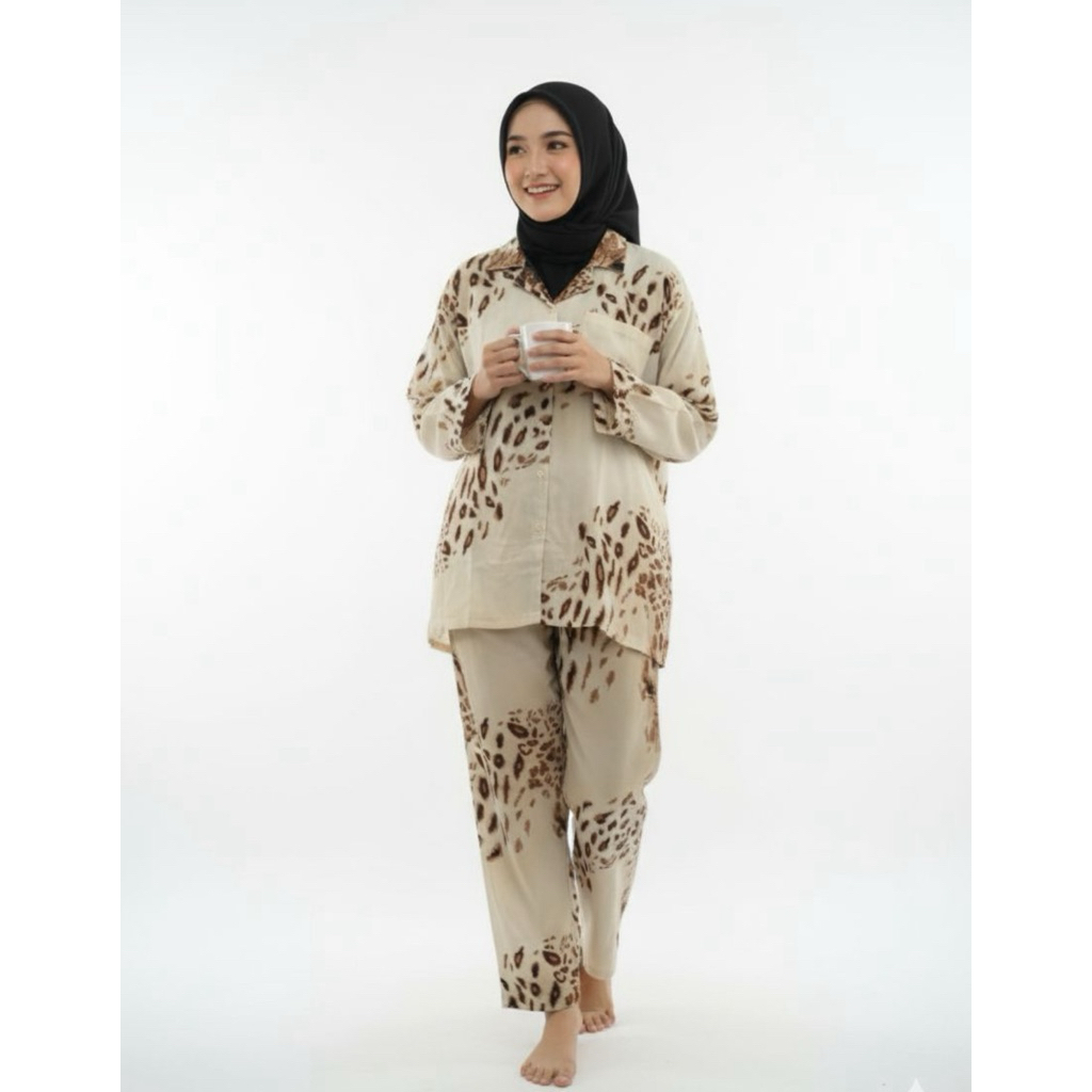 Senyum Pajama Emory Set Panjang Setelan Baju Tidur Wanita Piyama Dewasa Pakaian Tidur Piyama Set Piy