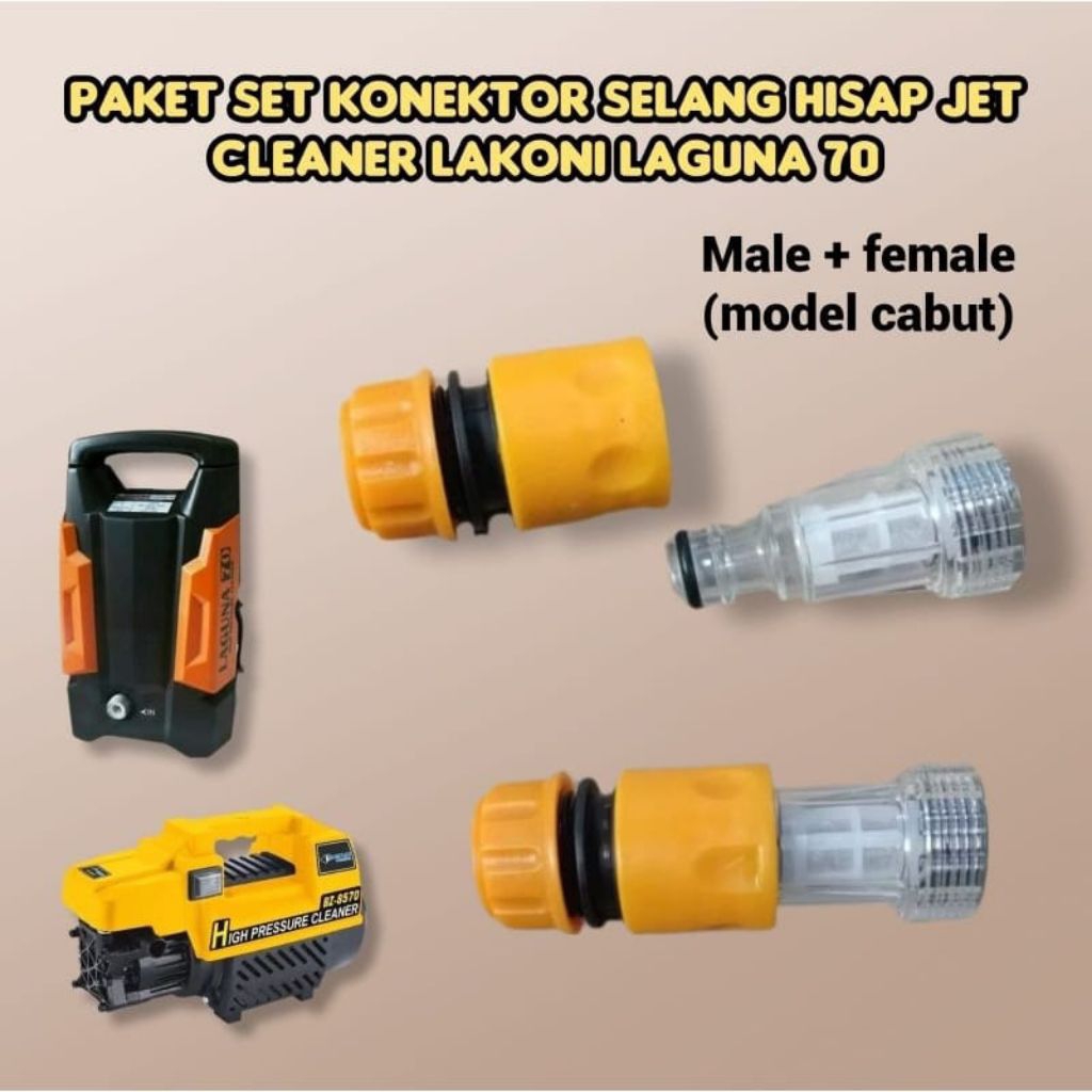 Paket lengkap connector selang hisap jet cleaner LAKONI LAGUNA 70, BENZ - quick sambungan model cabu
