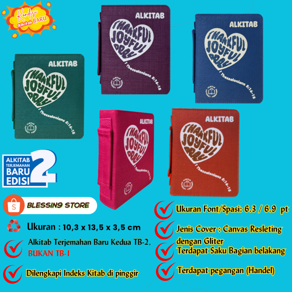 Alkitab Terjemahan Baru Edisi Kedua Ukuran Kecil Cover Tas Resleting TB2 034 TI Love / LAI