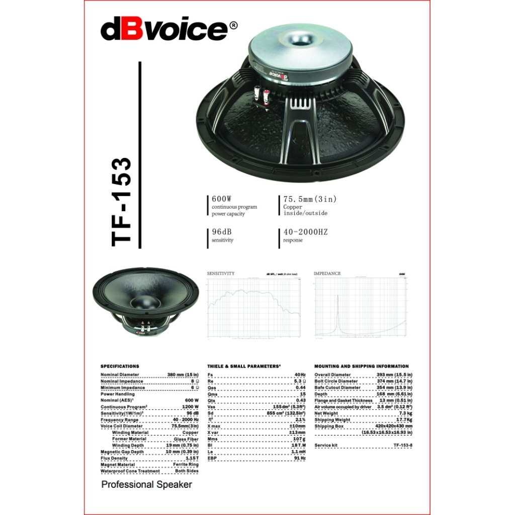 Speaker db voice TF 153 voice coil 3 inch
