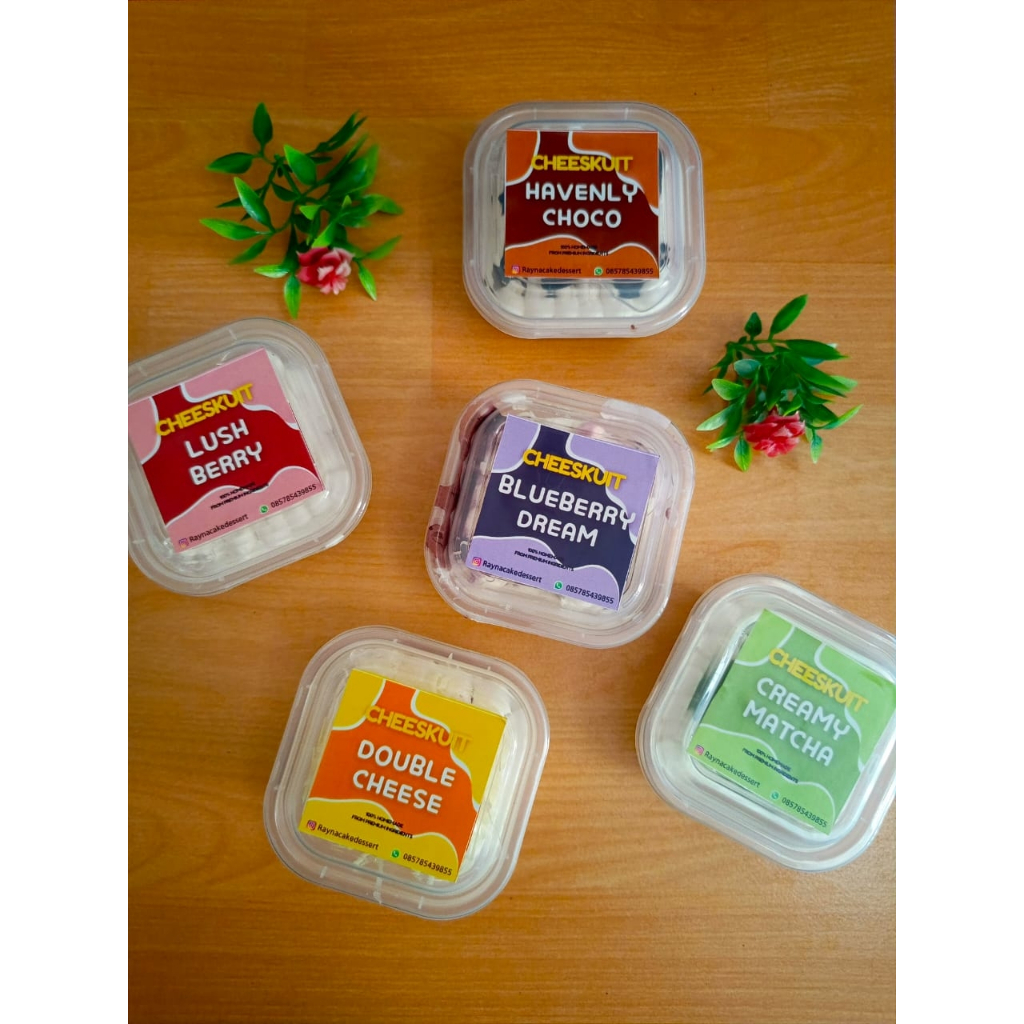 

Cheeskuit Dessert Kekinian – Cheese Biskuit Cream Rasa Coklat, Strawberry, Matcha, Blueberry Cemilan Malang