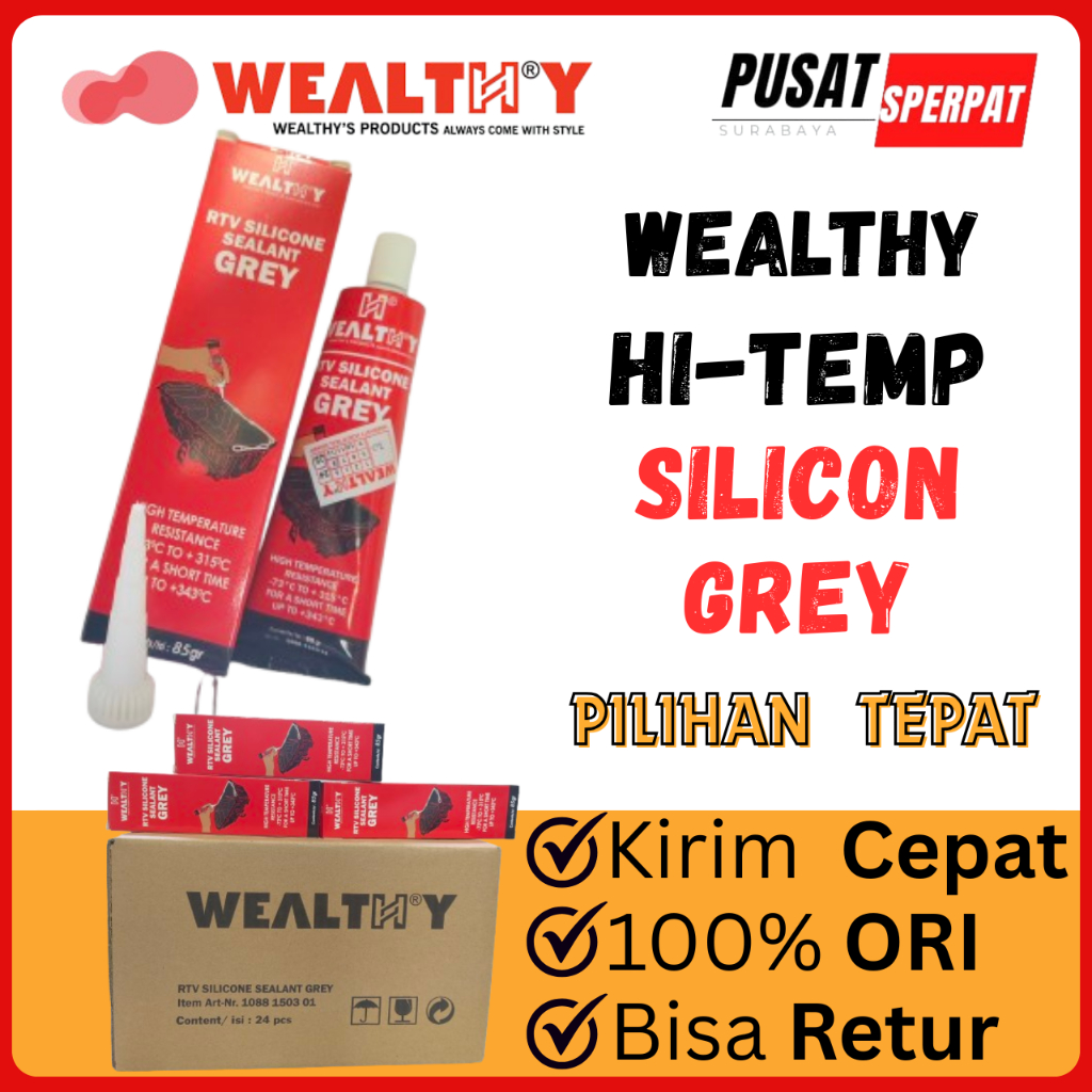 WEALTHY RTV SILICON GASKET SEALANT GREY HIGHT TEMP RESISTANCE 85 GR