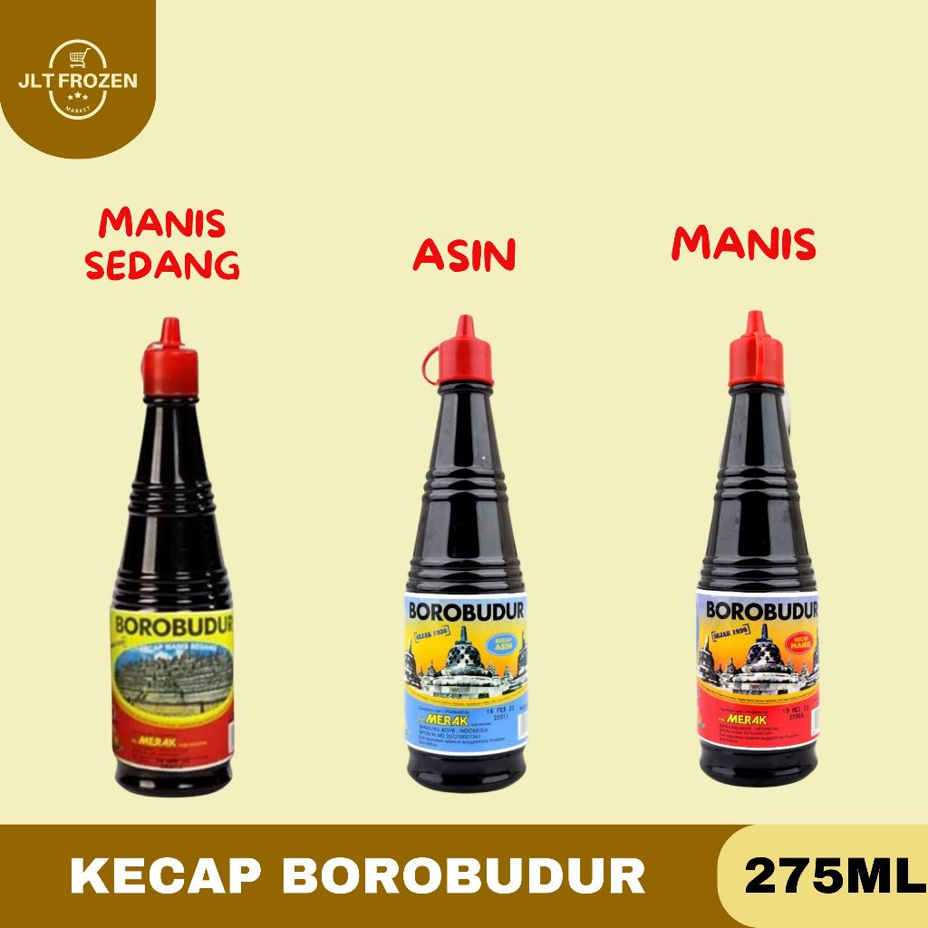 Kecap manis Borobudur / kecap Manis / Kecap Asin / Kecap Manis Sedang Borobudur Spesial Kemasan 275m