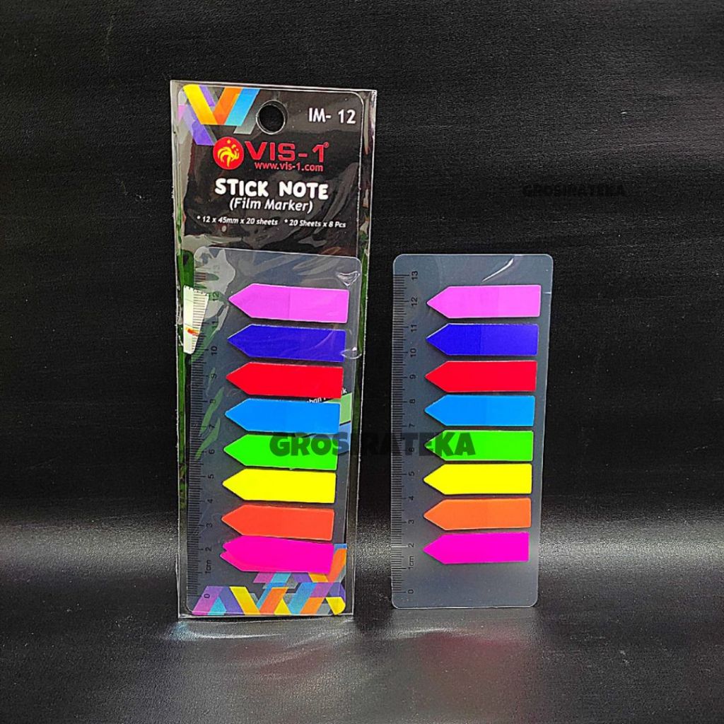 

PEMBATAS BUKU, STICKY NOTES, KERTAS MEMO, POS IT PLASTIK PANAH IM 12 VIS-1