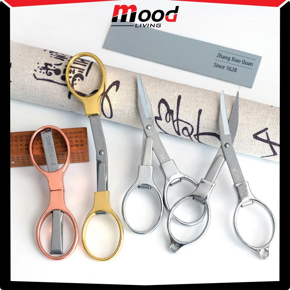 

EC Gunting Lipat Mini Model Kacamata Stainless Steel / Gunting Travel Scissors Anti Karat Serbaguna Mood Living C1199