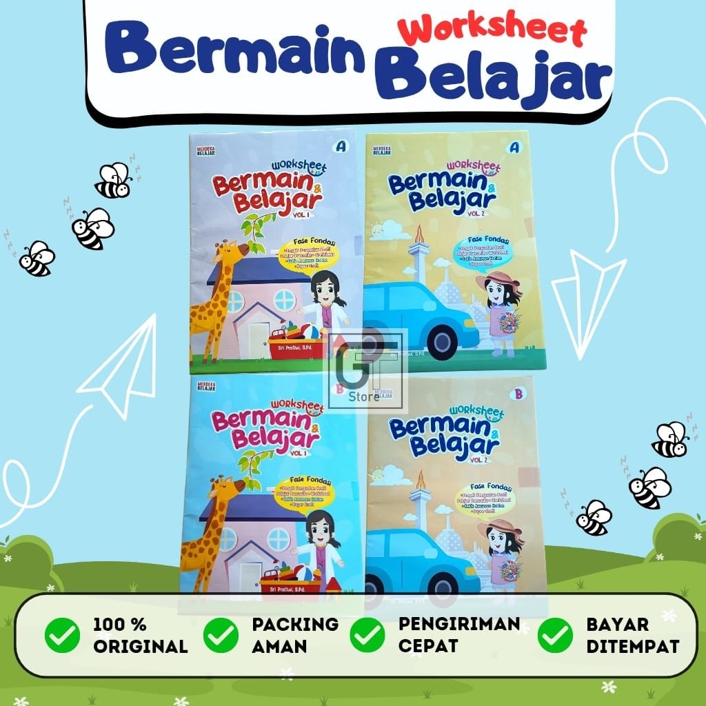 WORKSHEET ANAK TK A & TK B - Bermain dan Belajar 68 Hal + 6 Papercraft