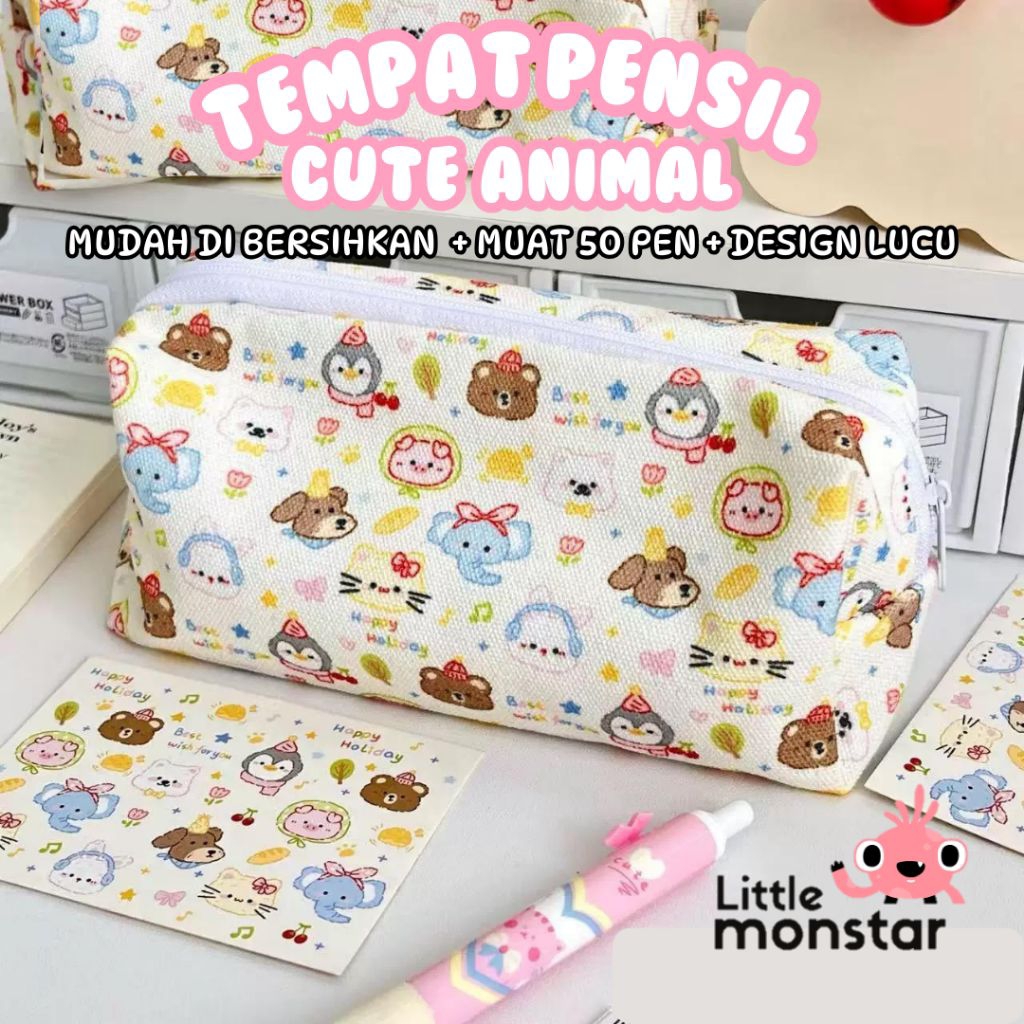 

Tempat Pensil Lucu Motif Karakter | Pencil Case Canvas Cute Animal | Kapasitas Besar Muat 50pPen