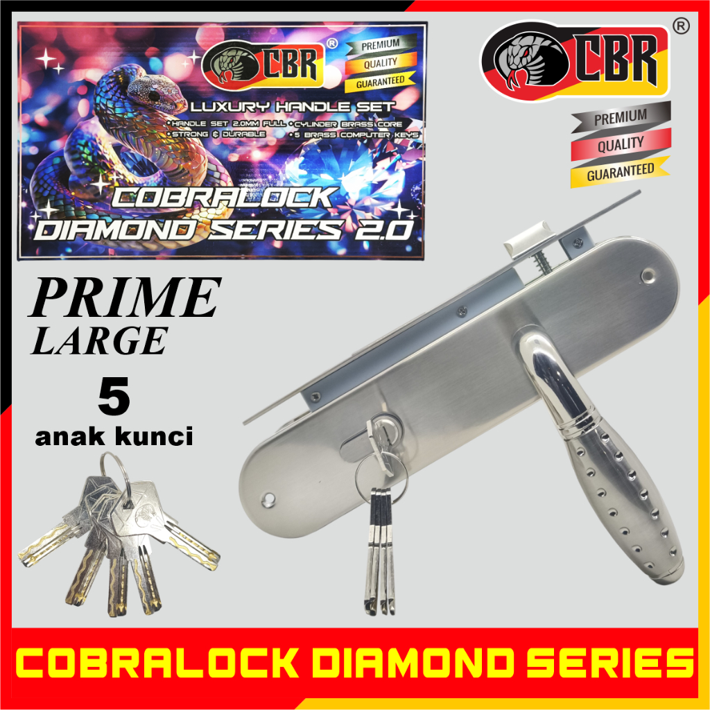 CBR COBRALOCK DIAMOND SERIES Handle Pintu / Kunci Pintu Rumah Diamond Series Tebal 2.0mm Prime Large