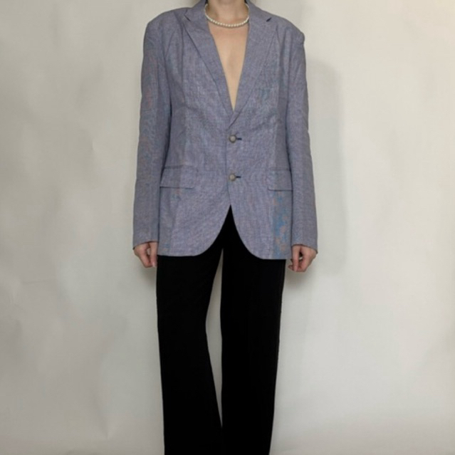 RE/CYCLED - Blue Gingham Blazer - Outer Jas Warna Biru Motif Kotak