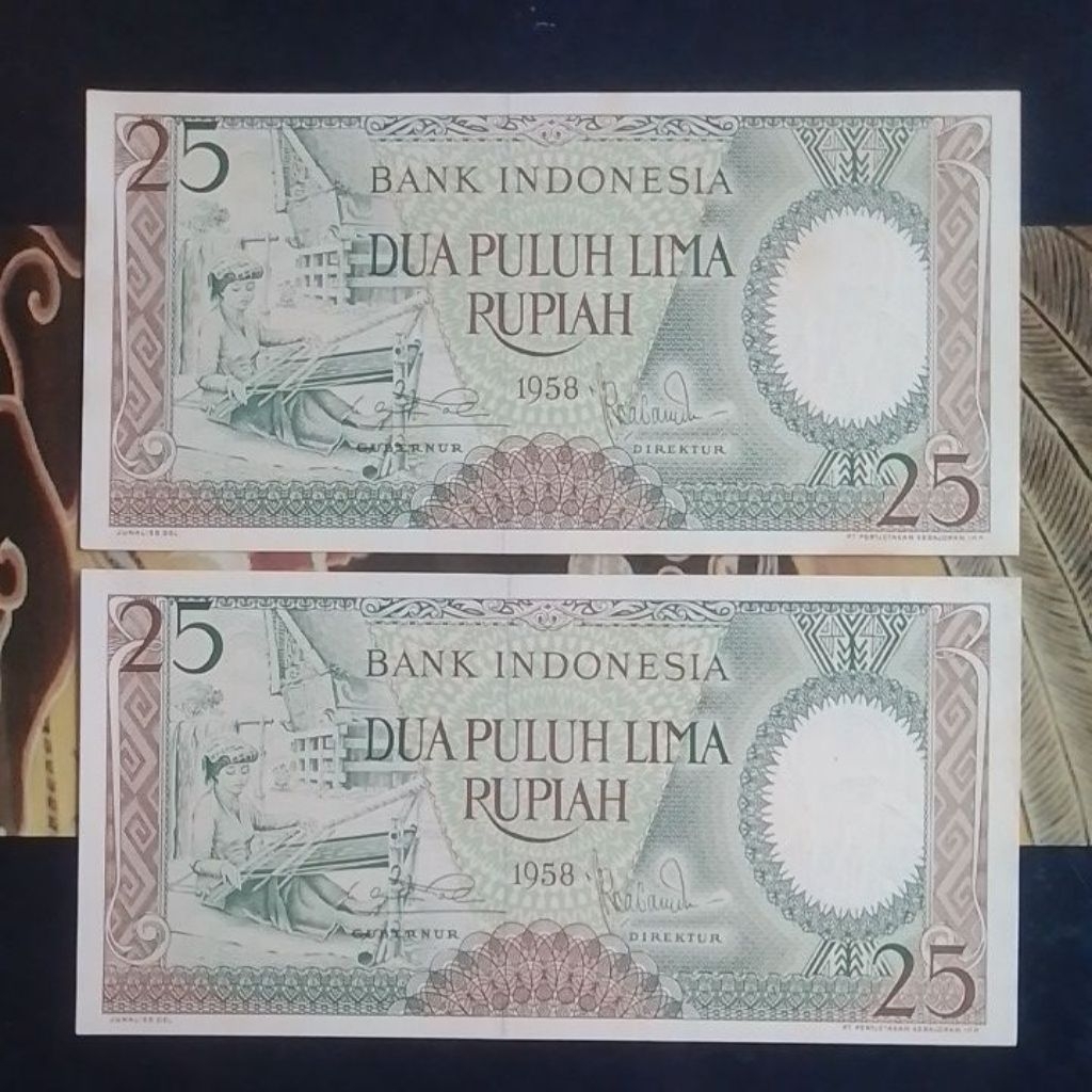 GRESS UANG KUNO ASLI 25 RUPIAH TAHUN 1958