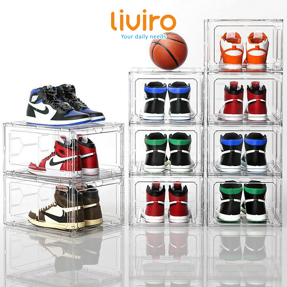 Liviro Rak Sepatu Acrylic Box Ukuran Besar Serbaguna Kotak Tempat Penyimpanan Multifungsi