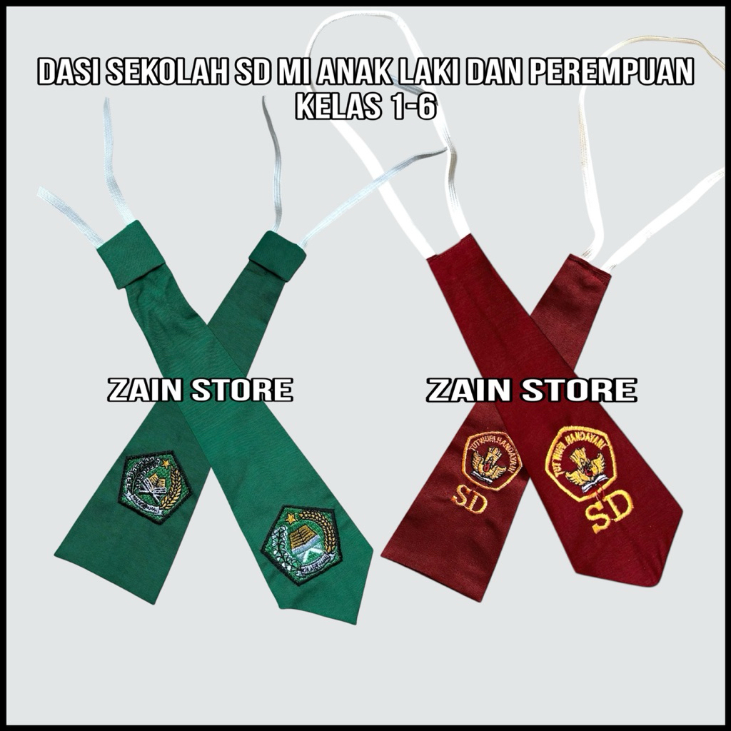 Dasi sekolah SD Mi anak laki laki dan perempuan Dasi sekolah SD Mi Logo bordir