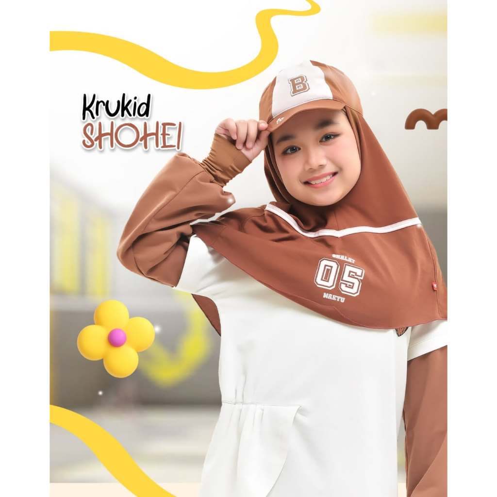 Krukid Shohei | Kerudung Anak | Jilbab Topi | Kerudung Topi | JIlbab lucu | Kerudung Bani Batuta [Or