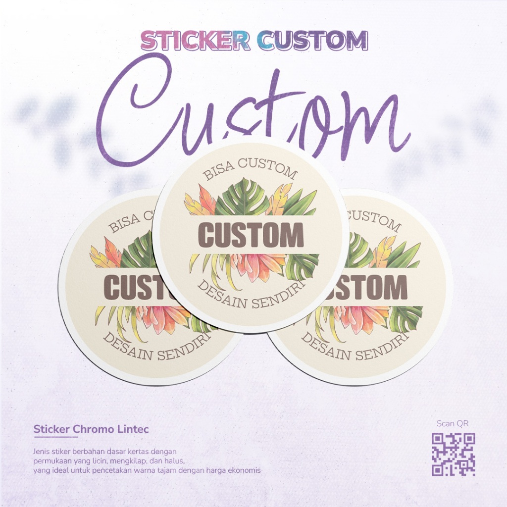 Stiker Logo Label Makanan Minuman Bulat Kotak Custom by Dutamdiaprint