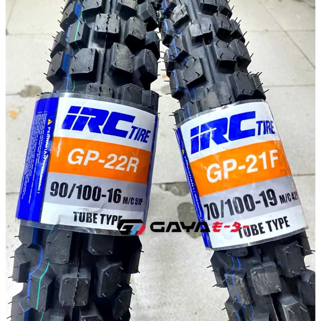 BAN KLX 150 S DEPAN 70/100-19 GP 21 BELAKANG 90/100-16 GP 22 TRAIL RING 19 21 IRC TUBE TYPE NON TUBL