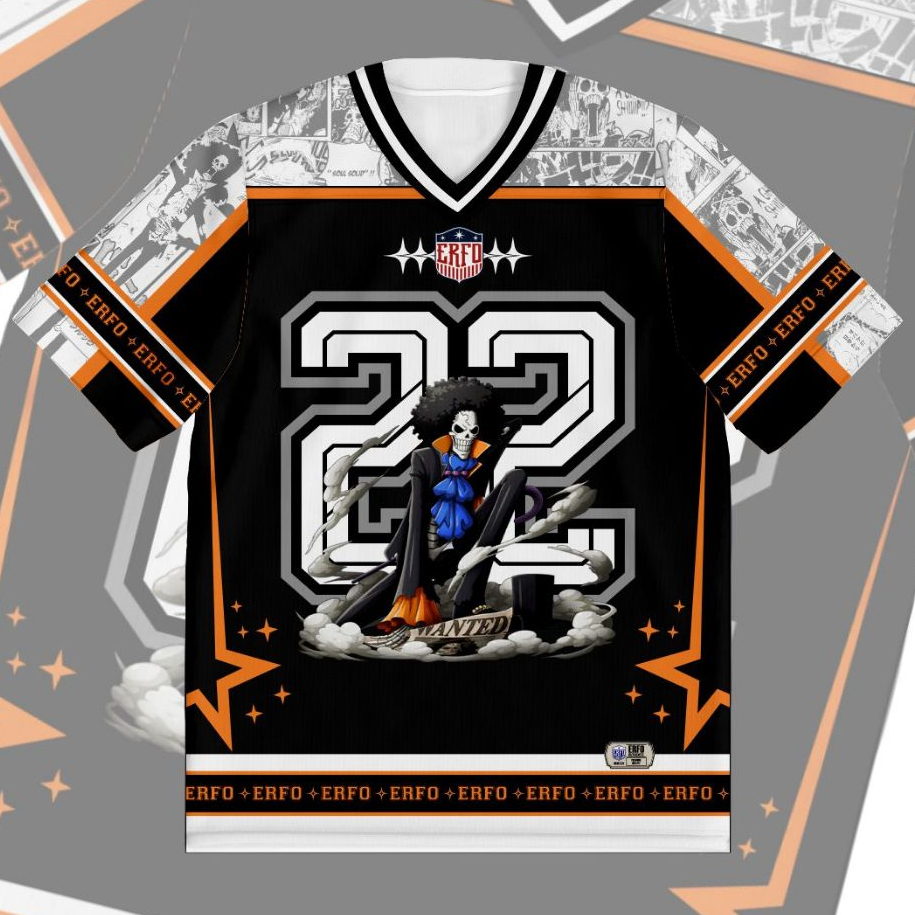 Jersey Anime One Piece Brook No. 22  - Kaos Full Print Manga Pria Wanita (BENGHAR Special Edition)