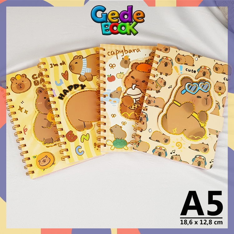 Capybara Notebook Buku Tulis Diary Anak Laki laki Perempuan Lucu Ukuran 13 x 19 cm Jurnal Note Cute