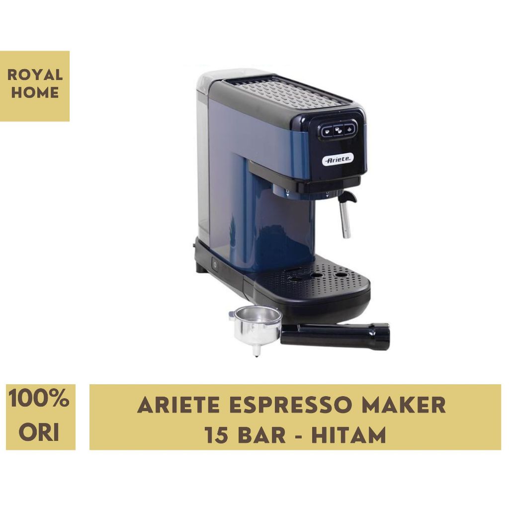 Ariete Espresso Maker 15 Bar Hitam Mesin Pembuat Kopi Espresso Slim