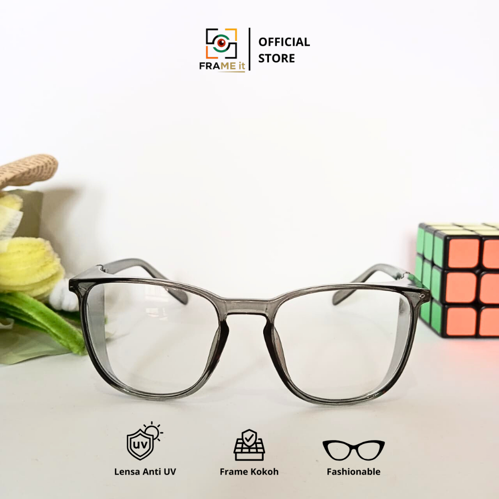 [FI] Kacamata Safety Pasca Operasi Lensa Bisa Minus 0 - 12 Lensa Dipertipis Index 1.67 GRAY Anti UV 